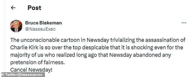 Newsday Removes Controversial Cartoon Depicting Charlie Kirk's Assassination Amid Free Speech Debate