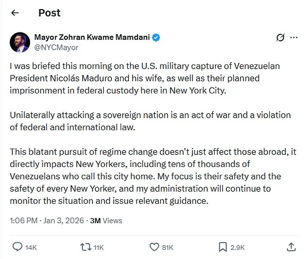 Zohran Mamdani Condemns Trump's Venezuela Policy as 'Act of War' in Sharp Break from Previous Ties