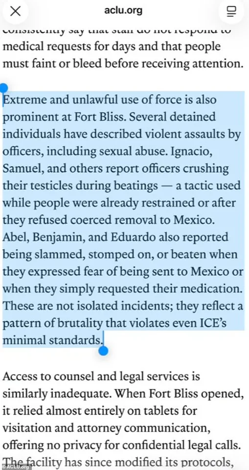ACLU Accuses ICE of Systemic Abuse at Fort Bliss Detention Facility