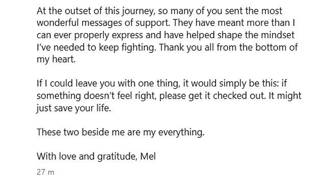 Mel Schilling's Bowel Cancer Spreads to Lungs and Brain, Urging Early Symptom Awareness