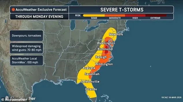 Massive Tornado Watch Issued for 1,000-Mile Stretch Across US East Coast as Storm Threatens Millions