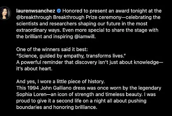 Lauren Sanchez Steals Spotlight in Red Carpet Revelation at Breakthrough Prize