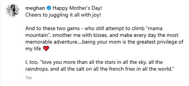 Meghan Markle's Calculated Mother’s Day Post: A Cringe-Inducing Facade of Relatability Amid Gilded Spectacle