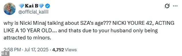 Nicki Minaj and SZA Feud Escalates as Rapper Makes Controversial Age Claim, Sparks Backlash