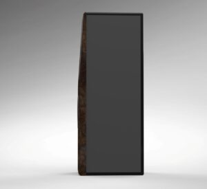 BV Audio Reference A speakers' side profile, highlighting it's sloped, barite-mineral front baffle.